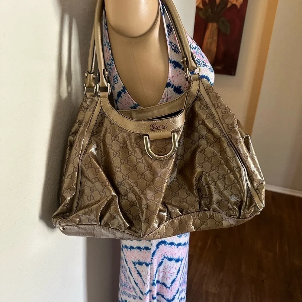 AUTHENTIC Gucci GG Crystal Coated Canvas Abbey D-Ring hobo Shoulder Bag - Picture 16 of 16